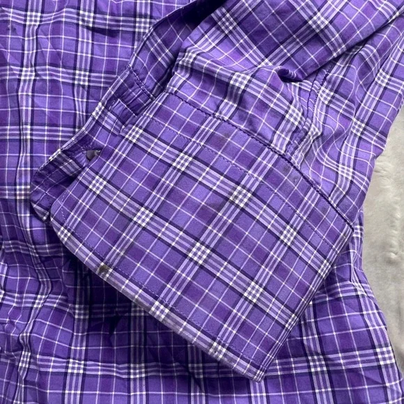 Ralph Lauren Purple Label Mens 15.5 Dress Shirt Purple Plaid Tailored Fit Italy